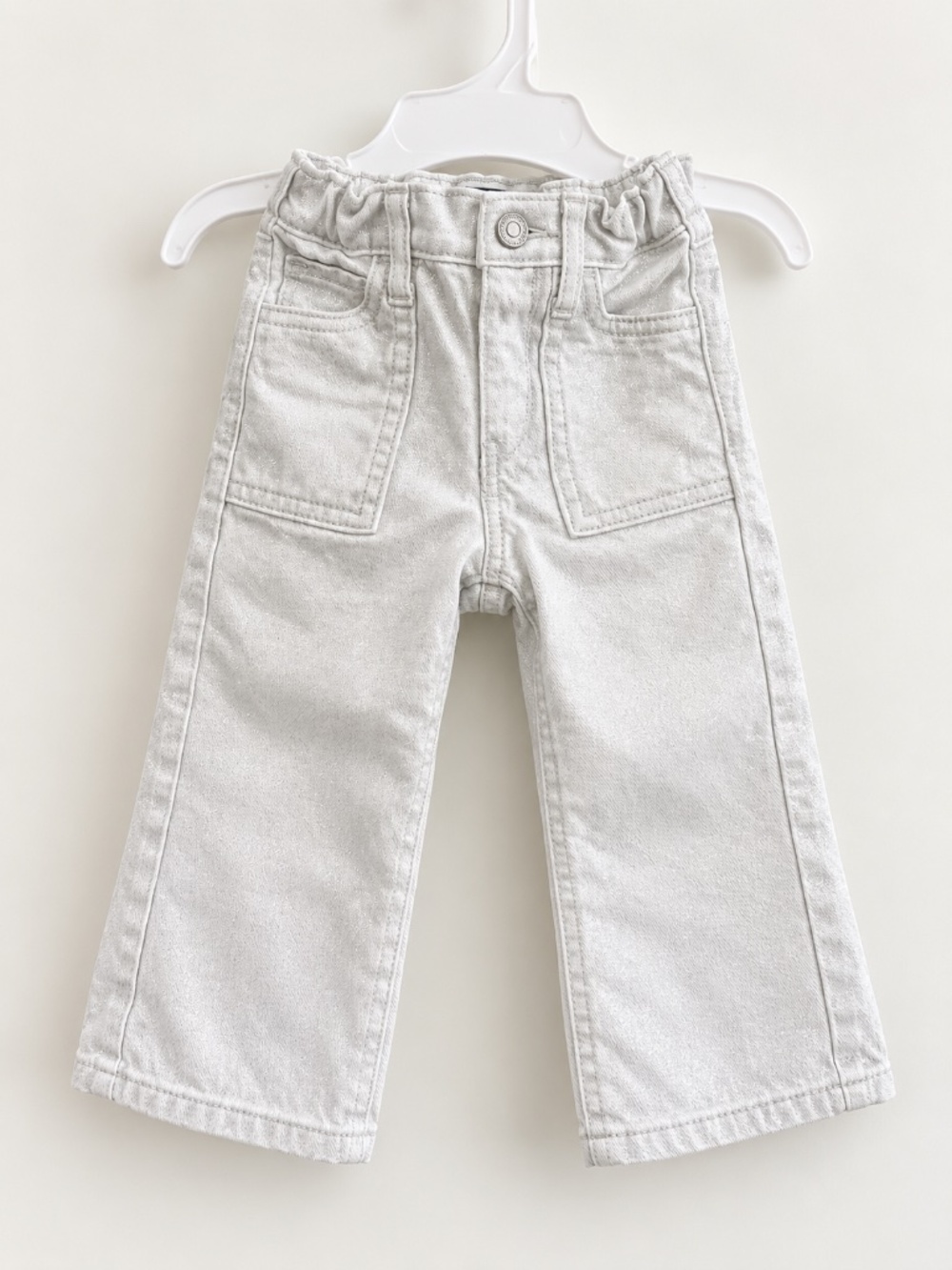 Old Navy Baby White-Silver Shimmer Jeans – 18–24 Months